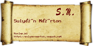 Sulyán Márton névjegykártya